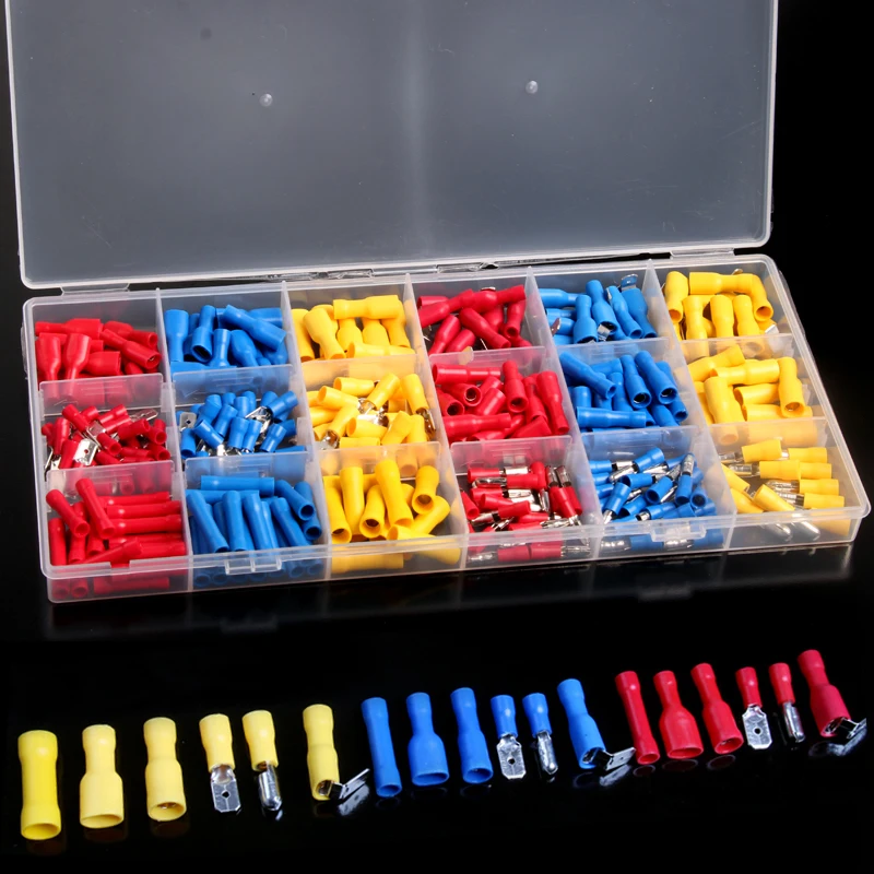 

300PCS Waterproof Electrical Crimp Terminals Insulated Spade Bullet Terminals Connectors Kits with Box