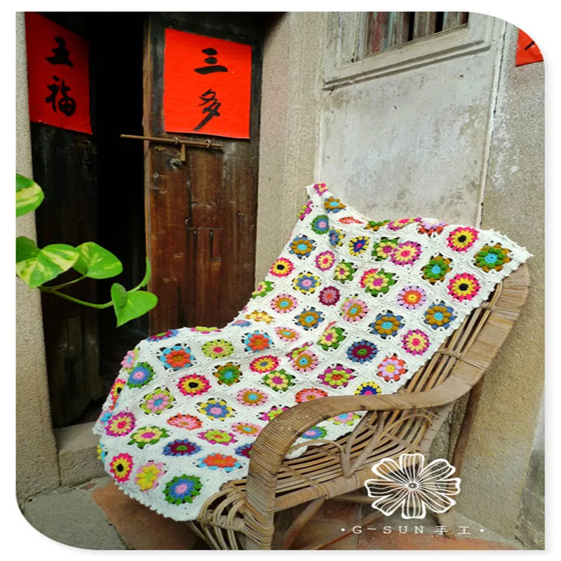 2016 European zakka fashion crochet handmade blanket for home use baby towel for spring fashion