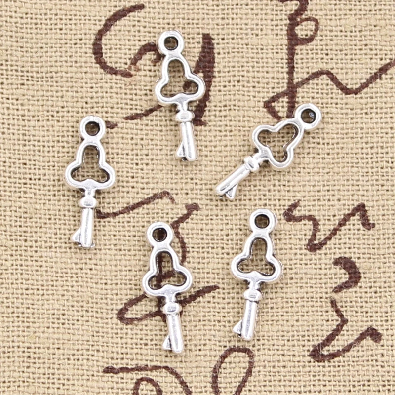 100pcs Charms Treasure Chest Key 17x7mm Antique Silver Color Pendants DIYCrafts Making Findings Handmade Tibetan Jewelry