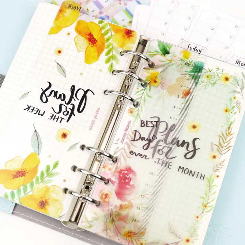 Yiwi Today Week Month Ruler A5 A6 Frosted Planner Agenda Dokibook for 6 Holes Loose Leaf Spiral Notebook Organizer Ruler