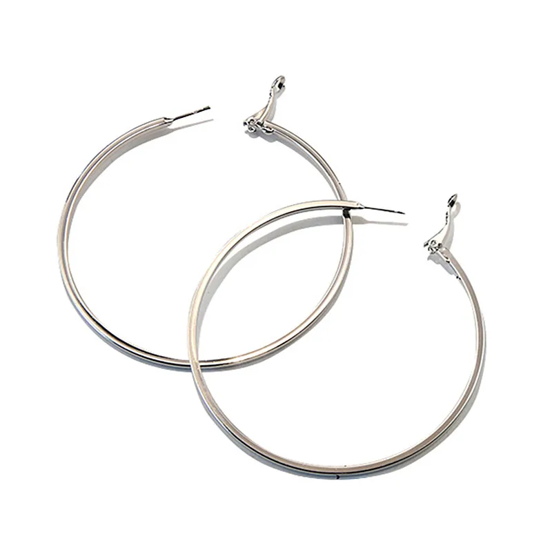 EK2088 Punk Big Size Hoop Earrings Brincos Trendy Party Exaggerated Gold Silver Color Round Circle Earrings for Women Jewelry