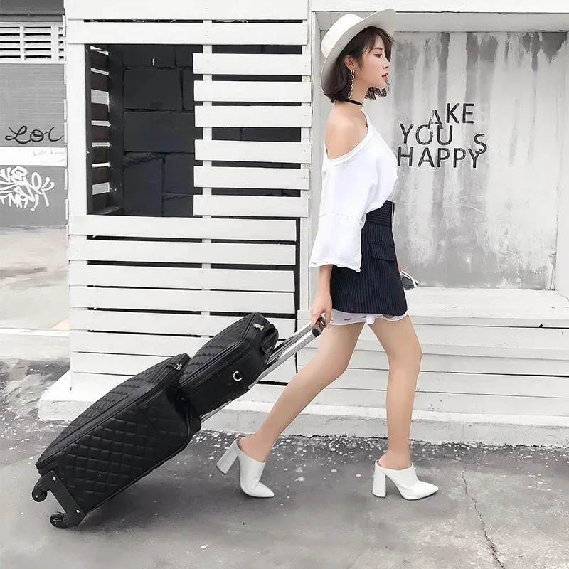 New fashion women rolling luggage with handbag female 16/20/24 inch boarding bag password travel set trolley suitcase