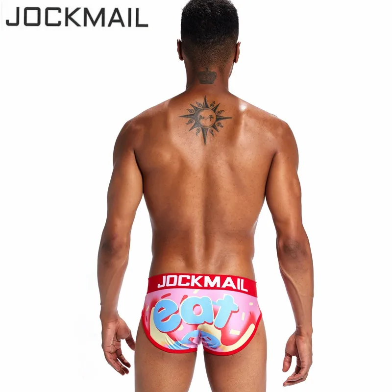 JOCKMAIL Playful fun Sexy Men Underwear Print Underpants Ice silk Briefs Cueca Gay Male Panties Slip 21 Pattern design Shorts