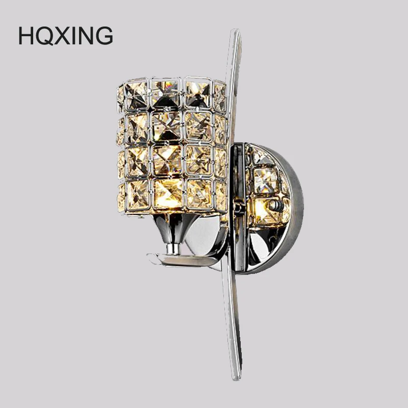 

HQXING Modern Luxury K9 Crystal Light Modern Beautiful Bedroom Living Room Wall Sconces AC 90-260V