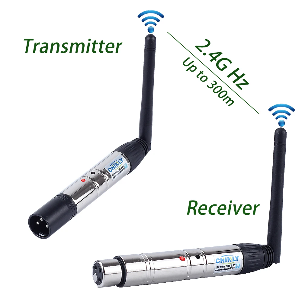 Transmisor y receptor inalámbrico DMX512, controlador de iluminación 2,4G ISM, distancia de comunicación de 300M para escenario, iluminación de