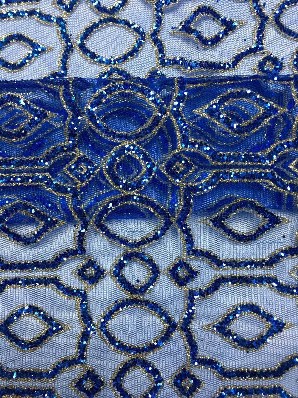 2017  Fashion design blue color glitter Sequins lace sequins african lace fabric best price glitter lace high quality