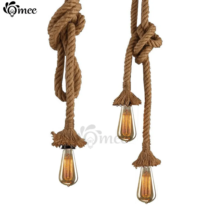 

Винтажные веревочные подвесные светильники, лампа в стиле лофт, креативный бар, гараж, промышленная лампа, лампа Эдисона для гостиной, художественное украшение, освещение