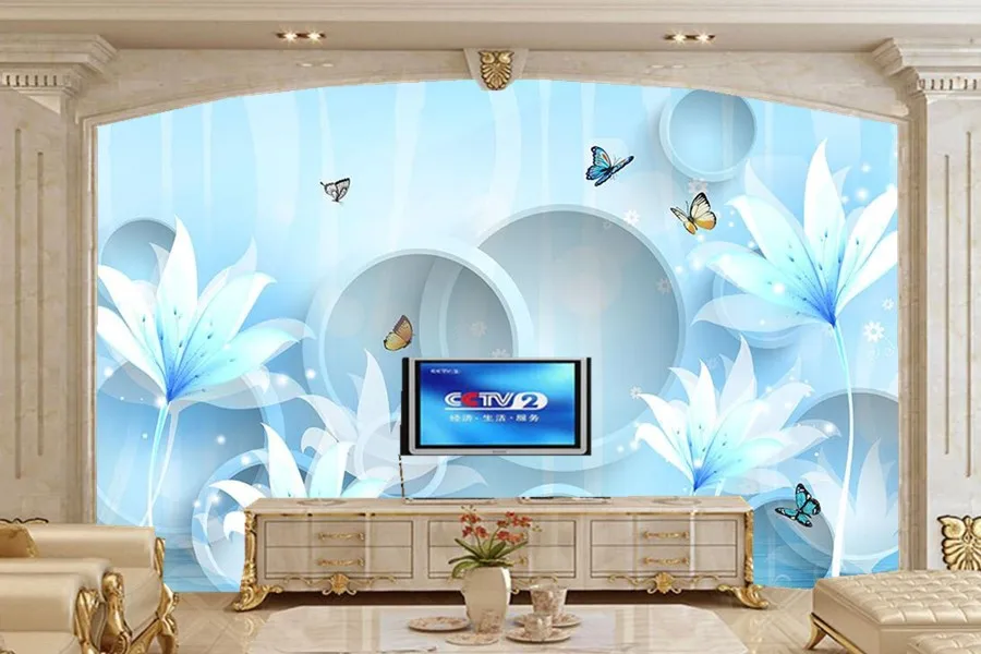 

Large murals,dream circle blue rose 3D wallpaper,living room sofa TV wall bedroom wall papers home decor papel de parede