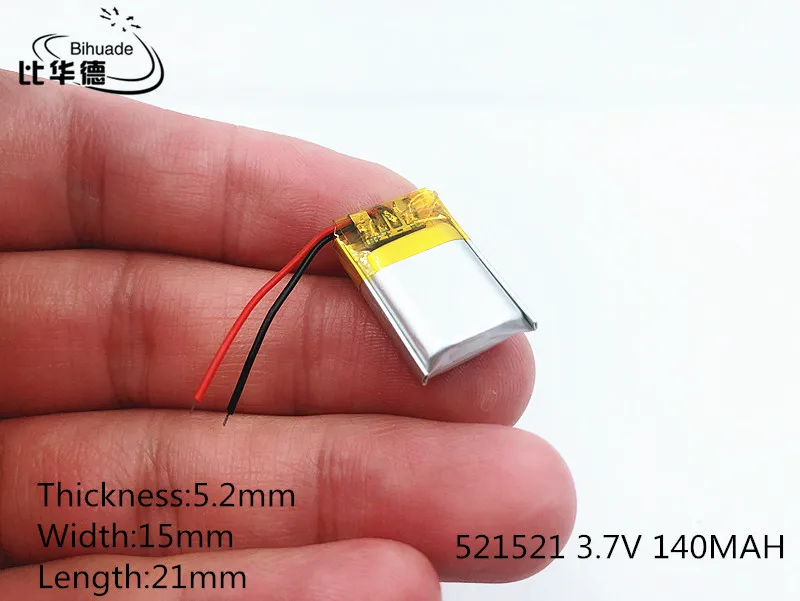 Li-Po 3.7V 140mAh 521521 Lithium Polymer Li-Po  li ion Rechargeable Battery cells For Mp3 MP4 MP5 GPS