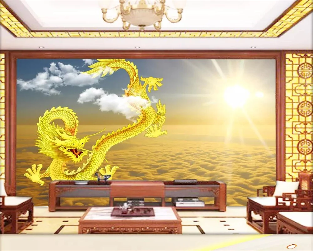 

Custom wallpaper sky Golden animals decorative TV background wall home decor living room bedroom background wall 3d wallpaper