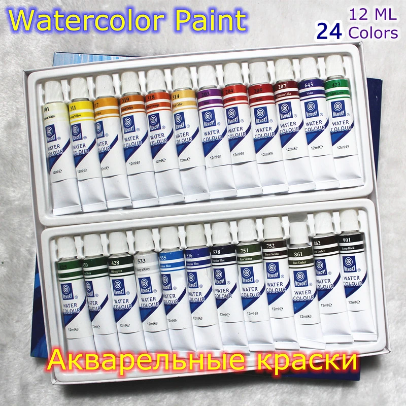 

Professional Brand Watercolor Paint Paper Pigment Art Supplies Acrylic Paints Each Tube Drawing 12 ML 24 Colors Set