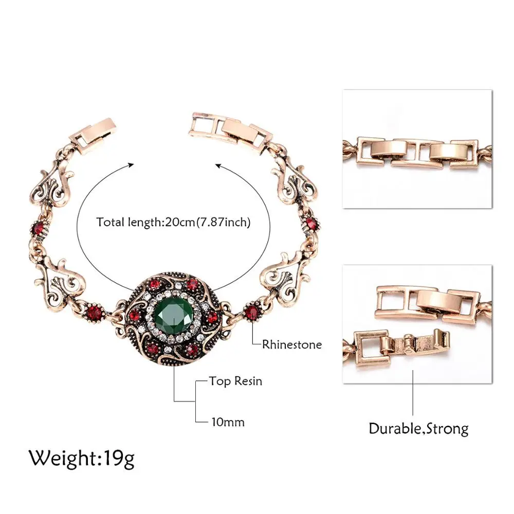 Best  Selling Boho Vintage Turkish Jewelry Top Resin Gold Color Charm Bracelet Female Bracelets Bangles for Women Jewellery