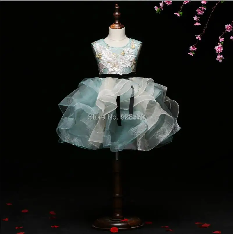 YNQNFS FG4 Short Mini Rainbow Color Multi Color Puffy Organza Girl Dresses 2024 Bridal flower girl dress