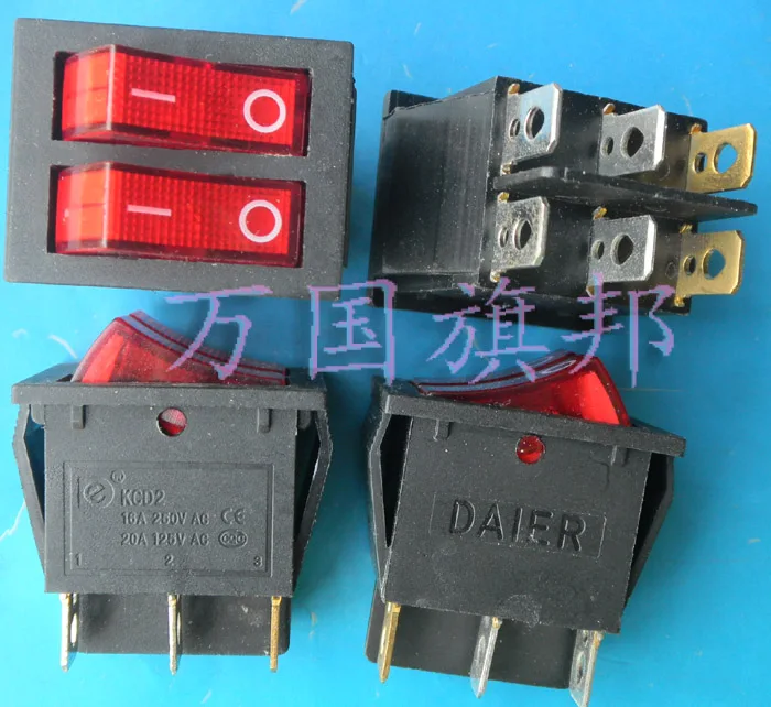 Free Delivery. 16A 6 foot ship shaped switch with dual light hexapod length 31MM width 25MM