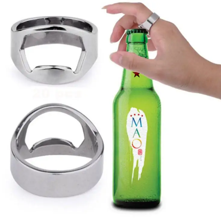 1000pcs/lot Stainless Steel Finger Ring Bottle Opener Bar Beer tool Openers Mini 20mm 22mm SN082