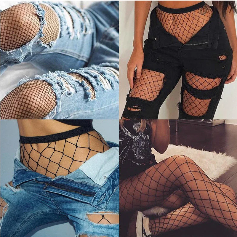 BONAS Hot Women\'s Long Fishnet Body Stockings Sexy Diamond Nylon Hollow Stockings Lingerie Skin Mesh Tight High Waist Hosiery