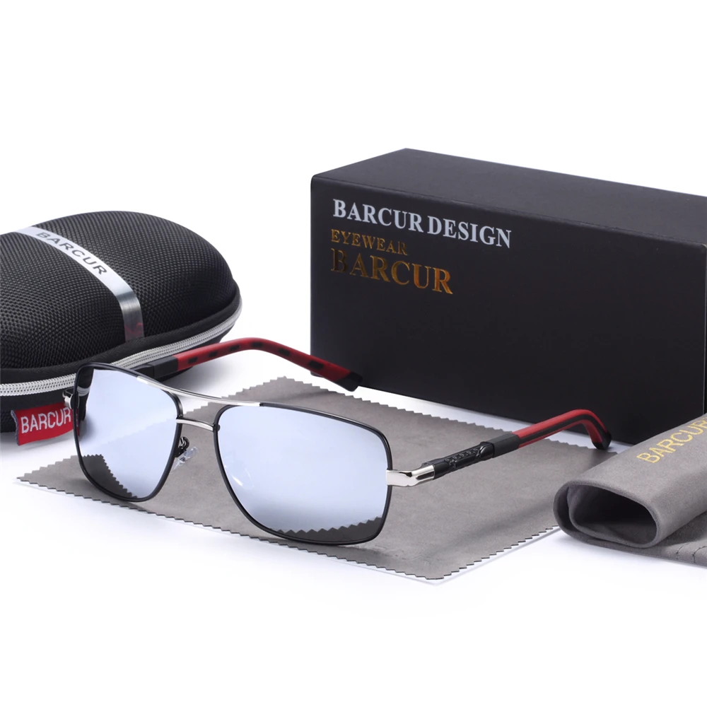 BARCUR Rectangle Polarized Sunglasses Driving Glasses Men Sun glasses Colored Lenses for Eyes Vintage Glasses oculos shades image 6