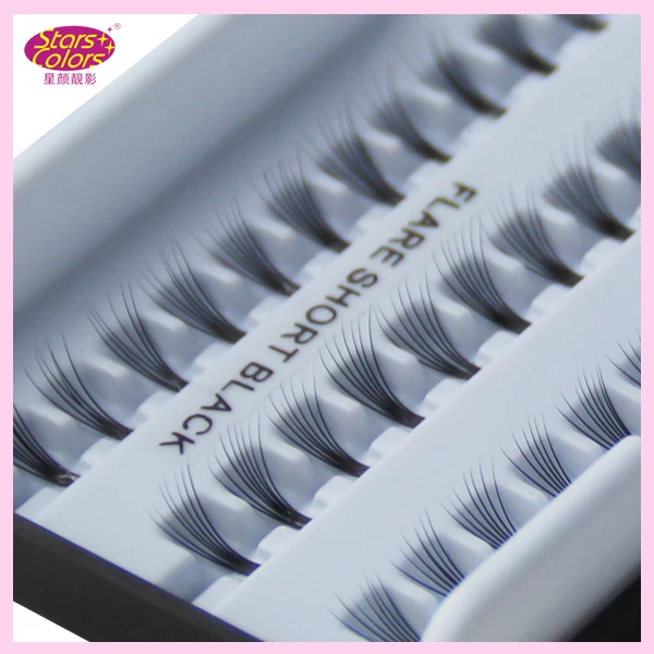 Free Shipping 10 trays Hot sell product import 8 flares eyelash natural false Synthetic Hair knot Eyelash Extension 60 bunches