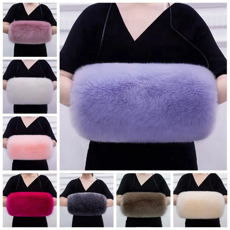 1 Pcs Women Winter Muff Fluffy Hand Warmer Thickening Faux Fur Warm Gloves Gloves Warmer Accessories LWW9109