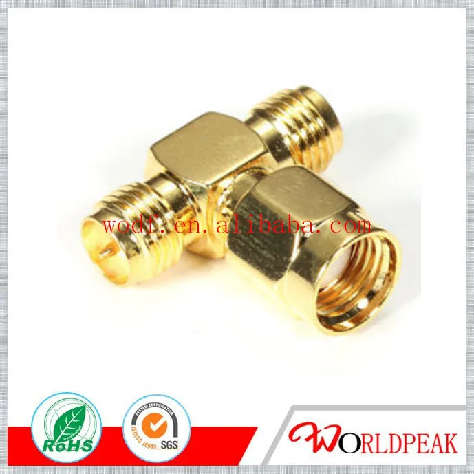 Free shipping  3 Way Adapter  Converter SMA RP Female to SMA RP MALE T sharp Type