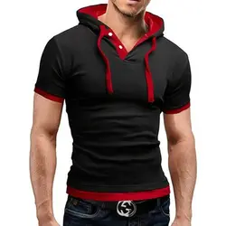 Men's T Shirt 2024 Summer Slim Fitness Hooded Short-Sleeved Tees Male Camisa Masculina Sportswer T-Shirt Slim Tshirt Homme 3XL