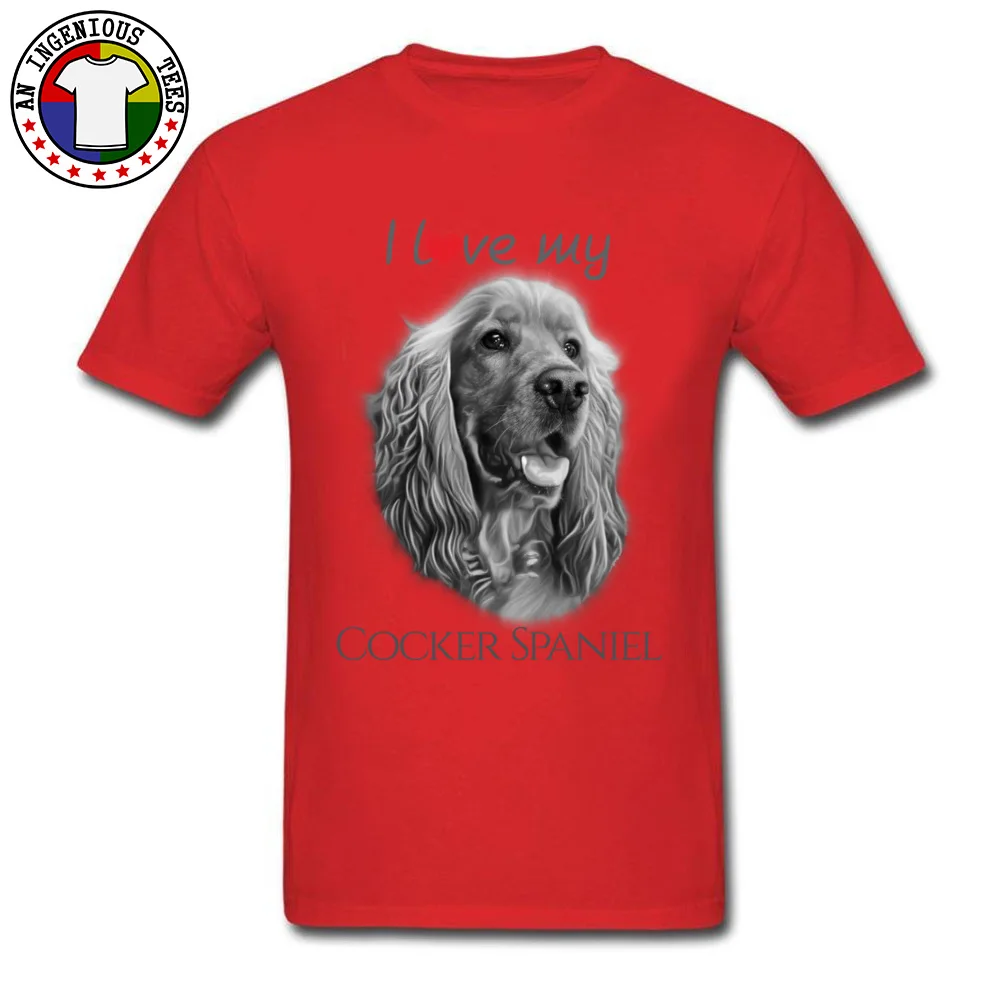 Hot Sale Men T-shirts I Love My Cocker Spaniel Cute Dog Graphic Tshirt Mens Tops Tees 100% Cotton Fabric Crew Neck Tracksuit