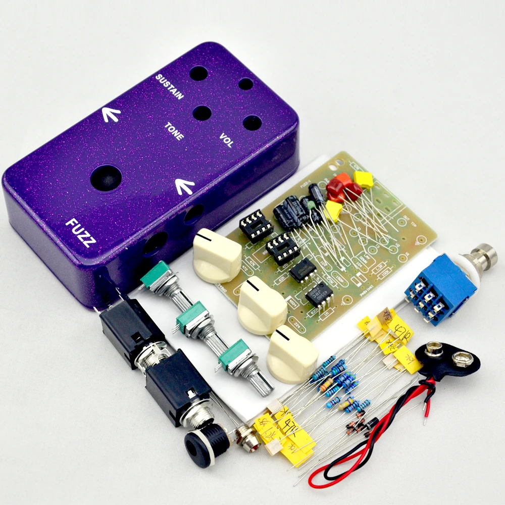 LANDTONE  DIY Fuzz& Distortion Pedal All Kit With 1590B Style Aluminum Box, True Bypass for Bass Guitar