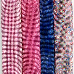 Glitter 45x120cm Rianbow Pink Blue Rhinestone Metal Mesh Fabric Metallic cloth Metal Sequin Sequined Fabric Home Decoration