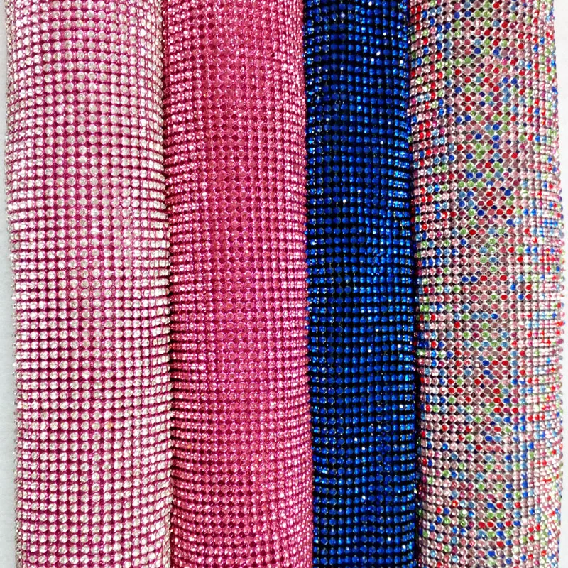 Glitter 45x120cm Rianbow Pink Blue Rhinestone Metal Mesh Fabric Metallic cloth Metal Sequin Sequined Fabric Home Decoration