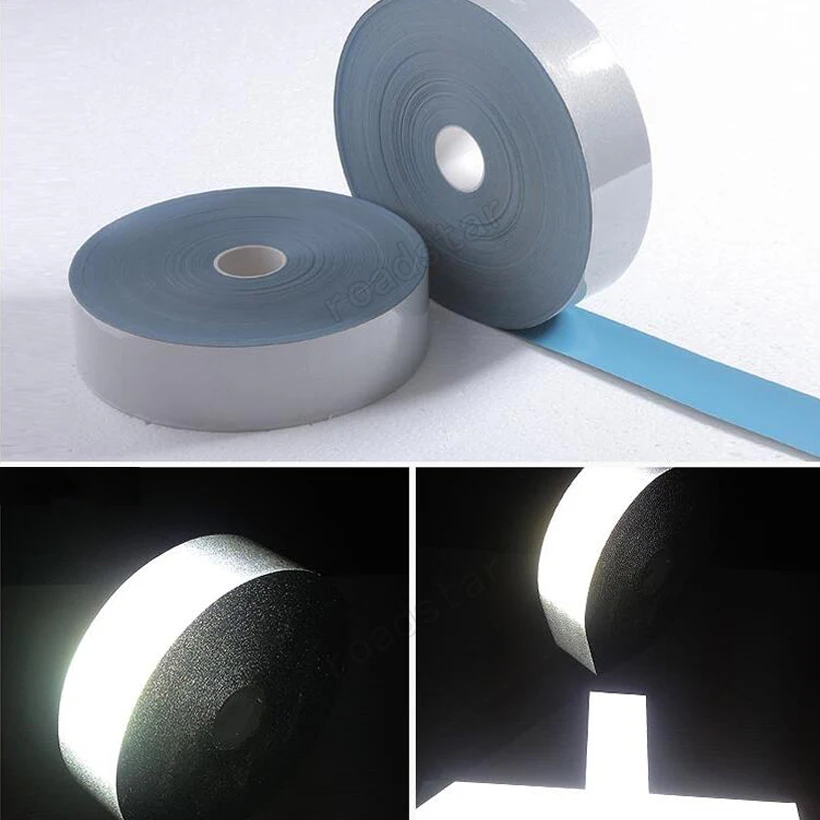 Roadstar Hoge Zichtbaarheid Veiligheid Warmte-Overdracht Vinylfilm Diy Zilver Reflecterende Ijzer Op Stof Kleding Tape