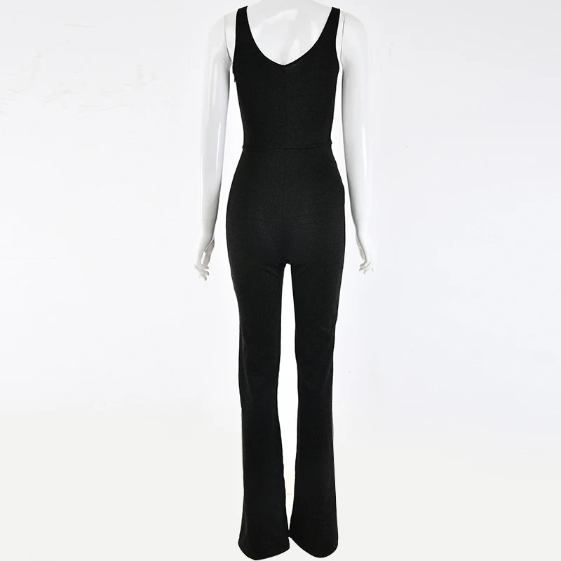 2019 Nieuwe V-hals Rompertjes Vrouwen Sexy Jumpsuit Shiner Mouwloze Bodycon Rits Playsuit Lente Zomer Casual Slim Party overalls