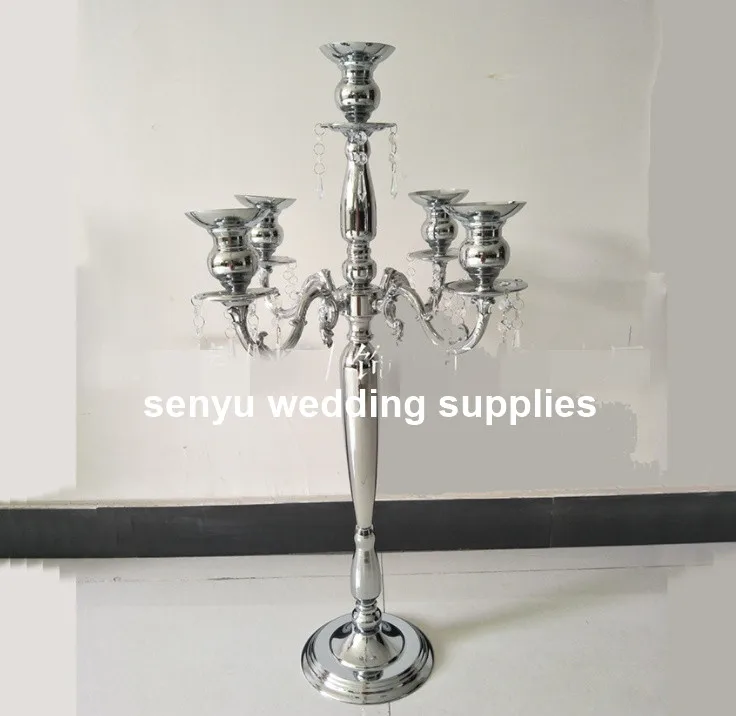 

80cm tall 10pcs)New style 5 Arms Tall Flower hangging Crystal Centerpiece Stand Candelabra senyu0479