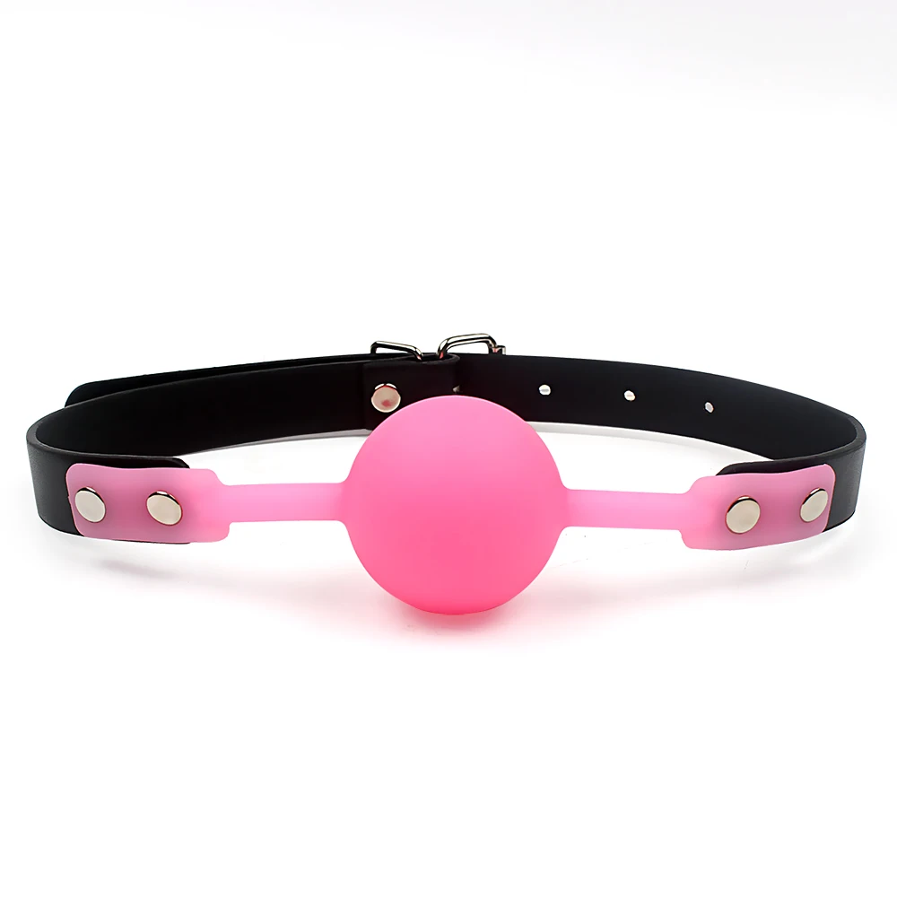 IKOKY Adult Games Mouth Gag Silicone Ball Oral Fixation PU Leather Band Bondage Restraints 4 Colors Sex Toys for Couples