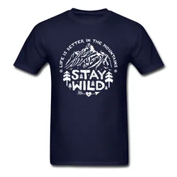 Mountain Forest Hiking T-Shirts Stay Wild Nature Scenery Twin Peaks Speeds Tshirt For Men Freedom Massif 3D Printed T-Shirt