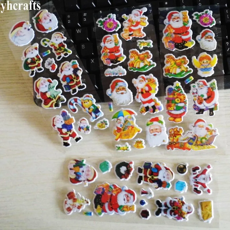 100 sheets(1125PCS stickers) / LOT.PVC sponge removable Christmas stickers Handicrafts Decorative wall fridge stickers Kids toys