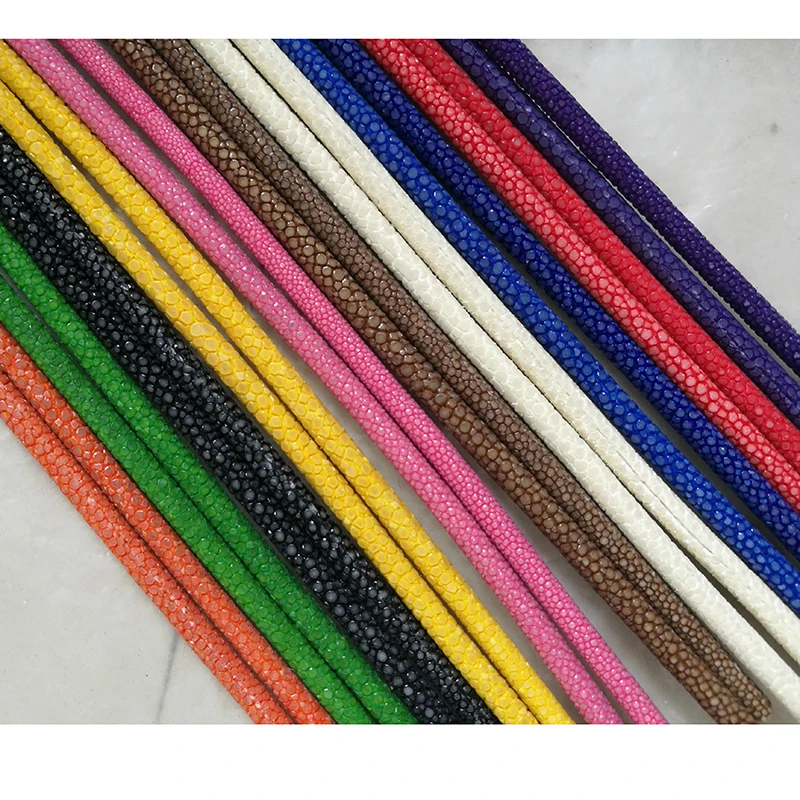 5mm*200mm Genuine Black Stingray Leather Cords For Bracelet Real skin Leather Rope For DIY Leather Jewelry