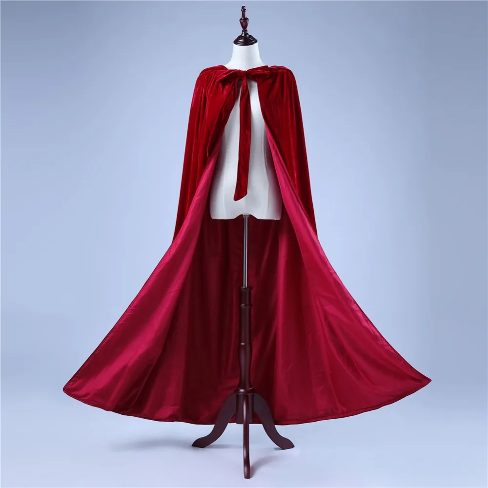 ruthshen Velour Bridal Cape Burgundy Halloween Cloaks Hooded Ankle Length Red  Black Ivory Long Wraps Cheap Real Photo In Stock