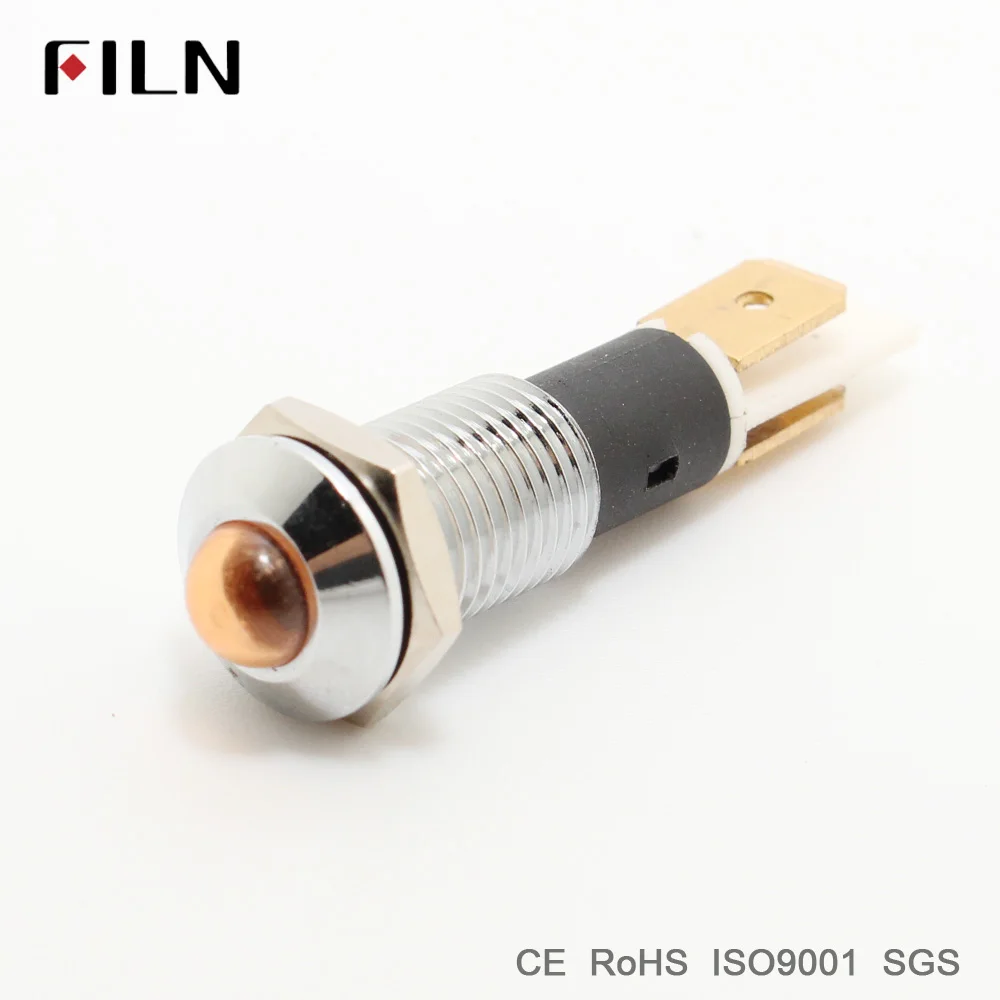 Filn Logam Pilot Lampu Pilot Indikator Sinyal Lampu 10 Mm Merah Kuning Biru Hijau Putih 12 V 24 V 110 V LED