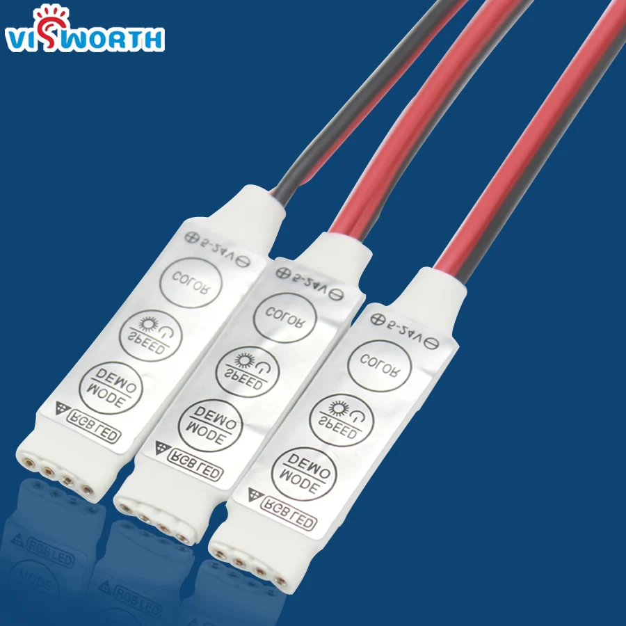 

5V~24V Led RGB Controler Single Color 3Key DC Plug With Wire Dimmer Connector for 5050 3528 5630 LED Strip