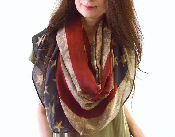 

2023 New Long USA Vintage American Flag Scarf Stars & Stripes Patriotic Scarves Wrap 100pcs/lot free shipping