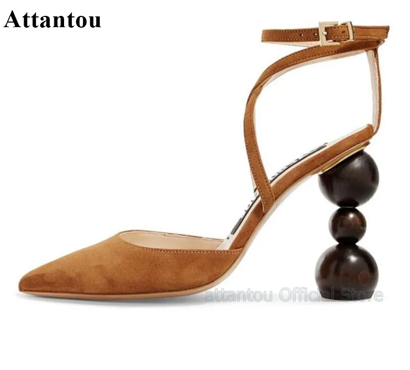 Unique Designer Building Blocks Chunky High Heel Sandals Sexy Pointed Toe Ankle Strappy Buckle Heeled Summer Sandalias Muje