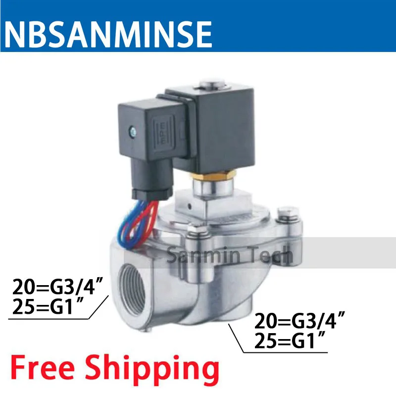 NBSANMINSE QA -Z -20J /25J Válvula de chorro de pulso ASCO reemplazada G 3/4 Válvula de diafragma doble de 1 pulgada Solenoide de aire limpio Baja presión