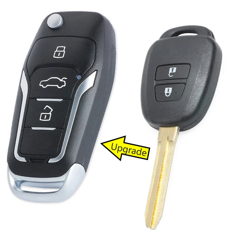 KEYECU  313MHz G Chip FCC ID: B51TE Replacement Upgraded Flip Folding 2 Button Remote Key Fob for Autralian Toyota Yaris