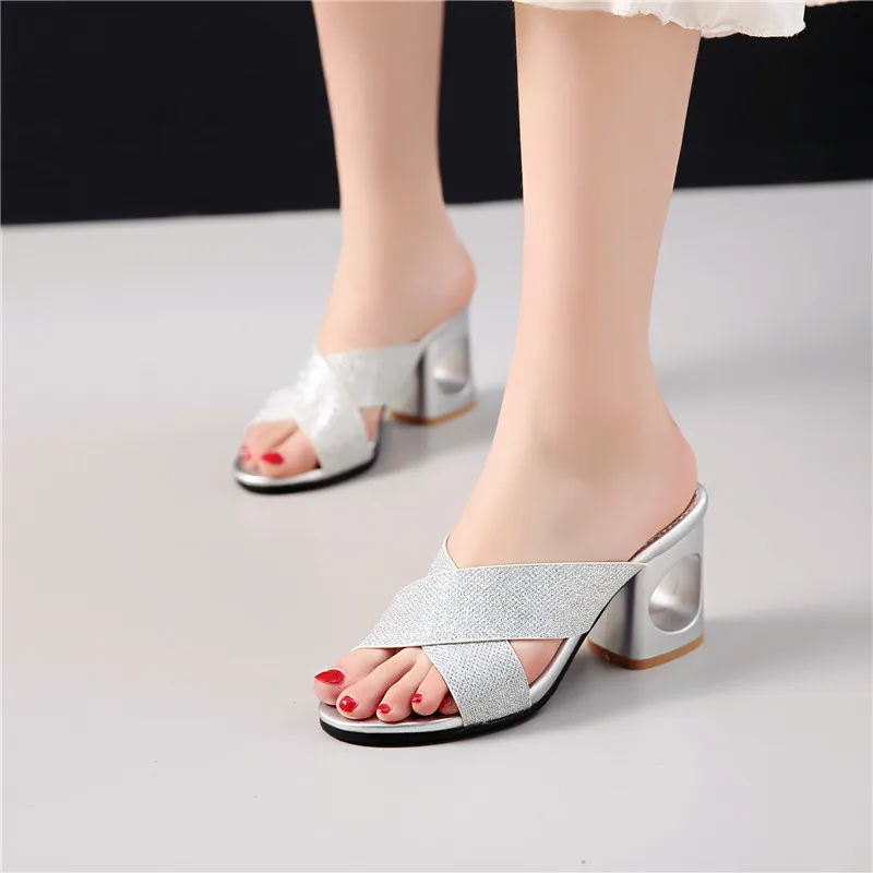 MoonMeek plus size 34-48 new shoes woman square high heels shoes elegant prom ladies shoes bling women sandals 2020