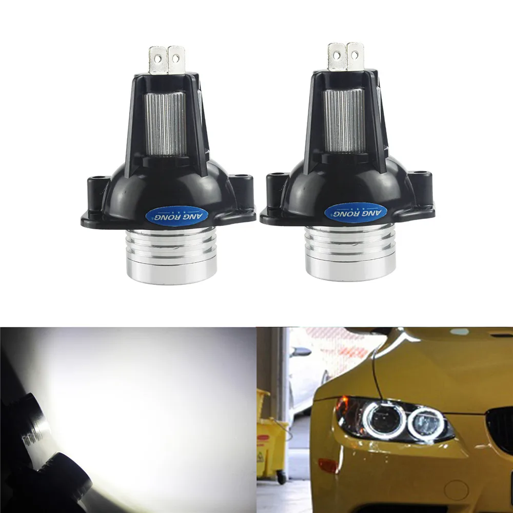 

ANGRONG 2x Angel Eye Halo Ring LED Light 6W Marker Lamp Blue White Bulb Canbus DRL Car Styling For BMW E90 E91 3 Series