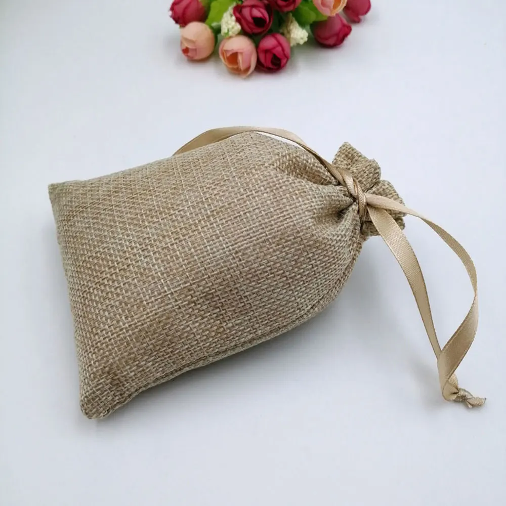 10x14cm 10pcs Ribbon Jute Bag Gift Bags For Jewelry Pouches Gift Bags Wedding Christmas Sack Bag Drawstring Woman Travel Storage