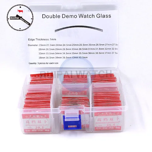 Imagen 1 del producto 108 unids/lote de cristal de reloj de doble cúpula, diámetro Mineral redondo 23mm ~ 40,5mm, piezas de repuesto de cristal de reloj curvo Daul para relojeros