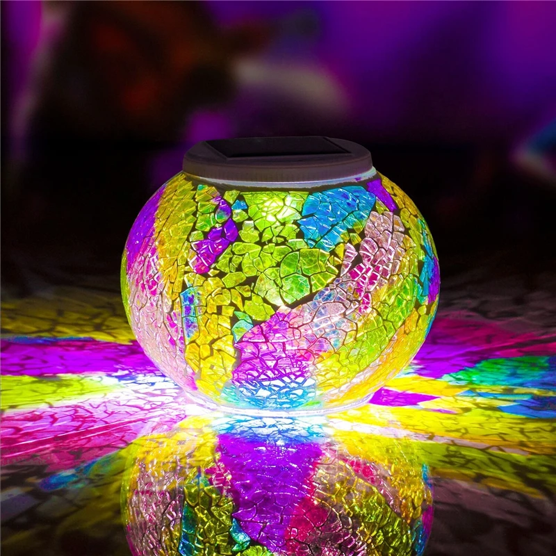 

Solar Powered Mosaic Glass Ball LED Garden Lights,Color Changing Solar Table Lamps,Waterproof Solar Outdoor Lights for gift