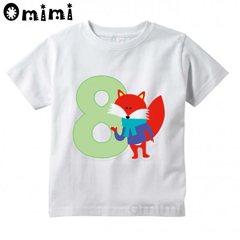 Children Birthday Number Bow 1~9 T Shirt Kids Music Animal T Shirt Boys Girls Tops Tees Fashion Summer Tshirt, ooo3078