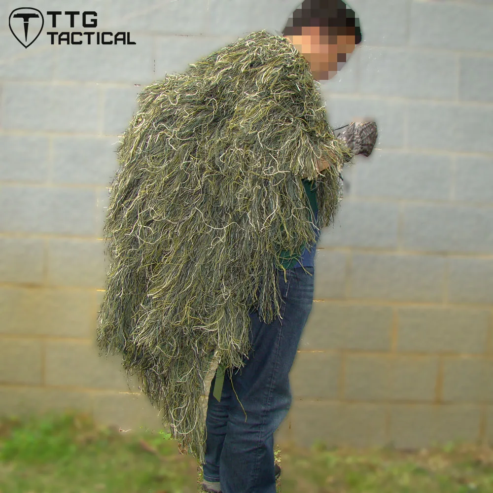 

TTGTACTICAL Sniper Ghillie Poncho Camouflage Tactical Sniper Ghillie Cape Woodland & Desert